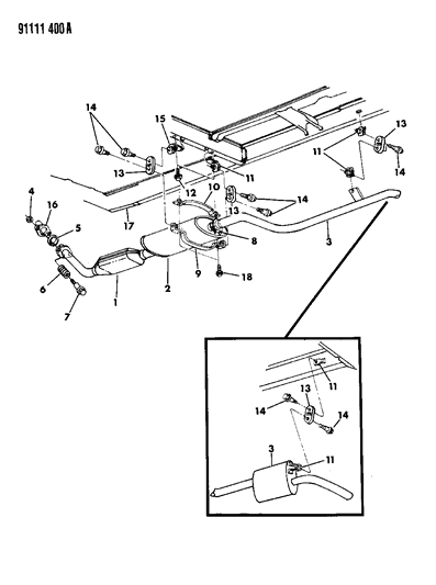 1991 Dodge Caravan Exhaust System Diagram 1 - Thumbnail