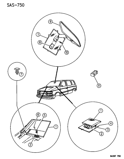 1994 Dodge Grand Caravan Glass, Windshield Tinted Diagram for 4716745