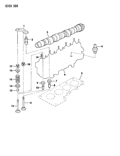 1987 Dodge Dakota Camshaft & Valves Diagram 1 - Thumbnail