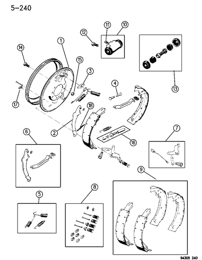 1994 Dodge Ram 2500 Wheel Cylinder Diagram for 4761603