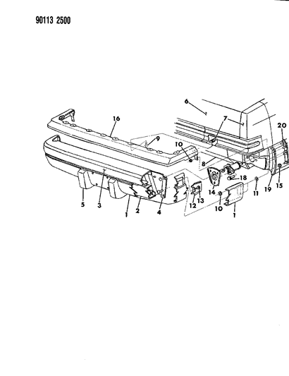 1990 Chrysler Imperial Fascia, Bumper Rear Diagram 2 - Thumbnail