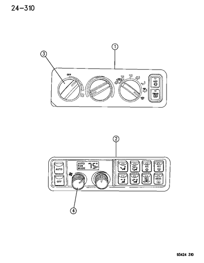 1993 Chrysler Concorde Control, A/C And Heater Diagram for 4757032