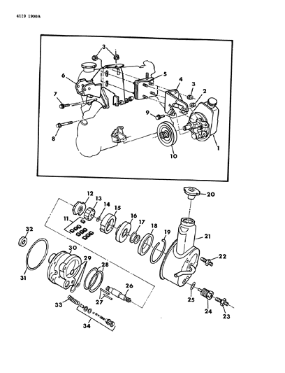 1984 Dodge Omni Power Steering Pump & Attaching Parts Diagram 1 - Thumbnail