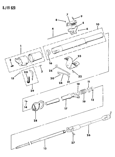 1990 Jeep Comanche Housing - Steering Column Lower Diagram 1 - Thumbnail