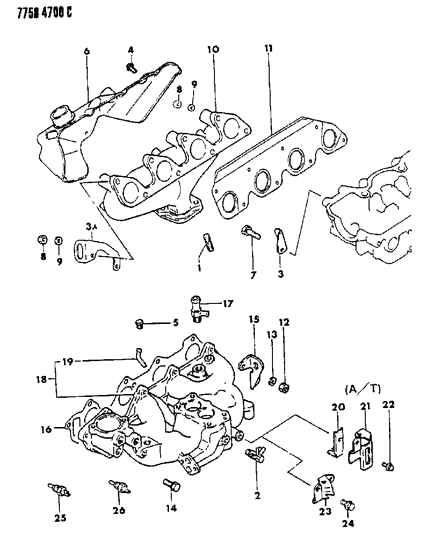 1987 Chrysler Conquest Manifold - Intake & Exhaust Diagram 3 - Thumbnail
