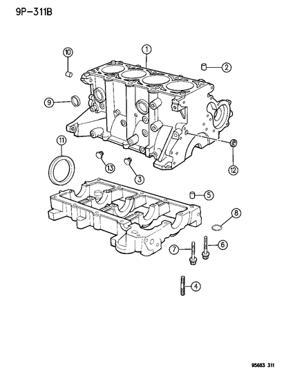 1996 Chrysler Sebring Coupe Cylinder Block Diagram 1 - Thumbnail