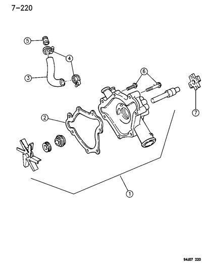 1994 Jeep Grand Cherokee Water Pump & Related Parts Diagram 2 - Thumbnail