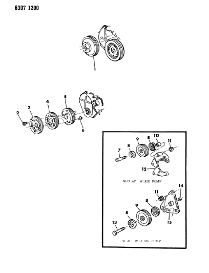 1987 Dodge D150 Drive Pulleys Diagram 1 - Thumbnail