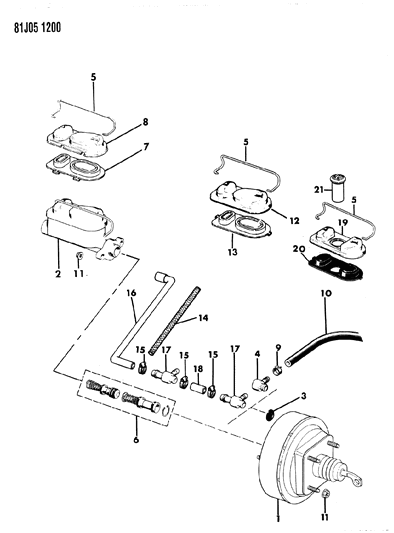1986 Jeep Comanche Booster & Master Cylinder Diagram 2 - Thumbnail