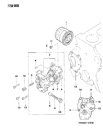 1987 Chrysler Conquest Oil Pump & Oil Filter Diagram 2 - Thumbnail