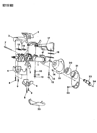 1992 Chrysler LeBaron Sedan Column, Steering, Upper And Lower Diagram