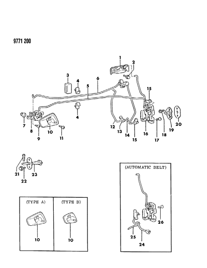 1989 Dodge Colt Door, Front Handles, Locks And Controls Diagram
