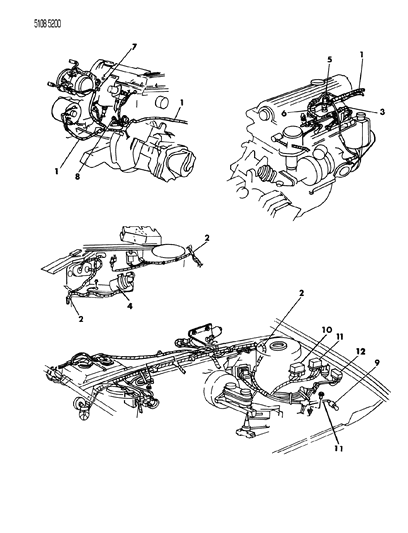 1985 Chrysler LeBaron GTS Wiring - Engine - Front End & Related Parts Diagram 1 - Thumbnail