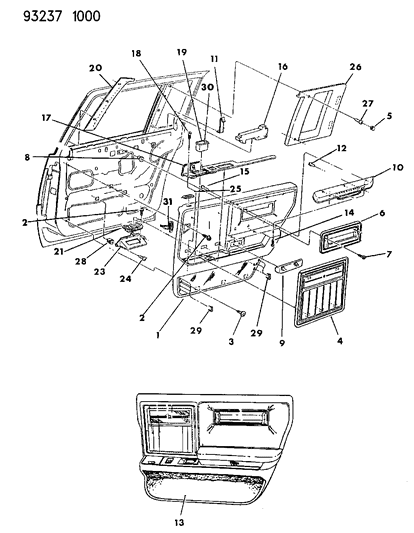 1993 Chrysler Imperial Door Trim Panel - Rear Diagram 2 - Thumbnail