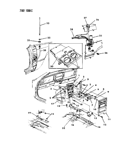 1987 Chrysler LeBaron Premium Instrument Panel Console, Radio & Antenna Diagram