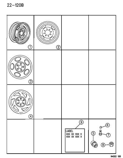 1994 Dodge Ram Van Wheel Nut Diagram for 6034958