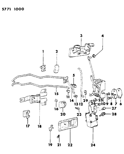 1986 Chrysler Conquest Door, Front Handles, Locks And Controls Diagram