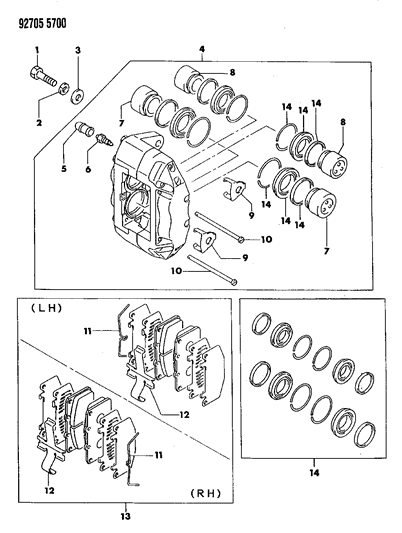 1994 Dodge Stealth Front Brakes Diagram 1 - Thumbnail