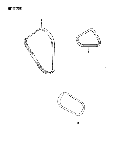1991 Dodge Stealth Belt, Water Pump, Alternator, And/Or Power Steering Diagram for MD187461