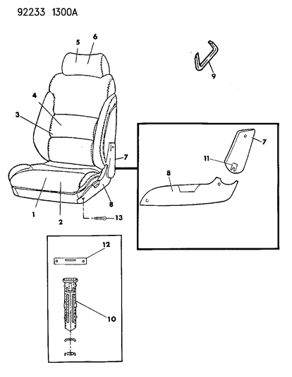 1992 Chrysler LeBaron GTC Front Seat Diagram 2 - Thumbnail