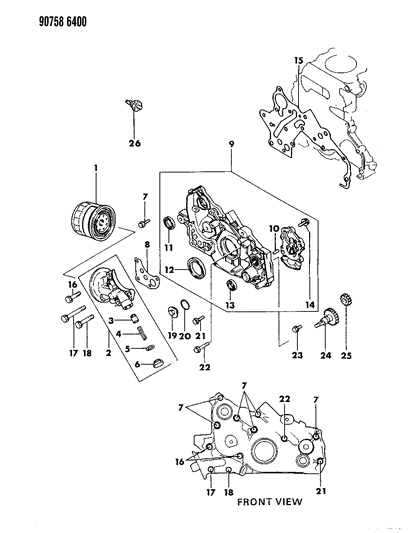 1990 Dodge Ram 50 Oil Pump & Oil Filter Diagram 1 - Thumbnail