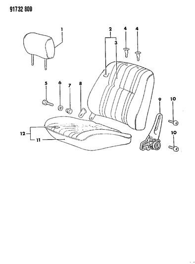 1991 Dodge Colt Front Seat - Left Diagram 2 - Thumbnail