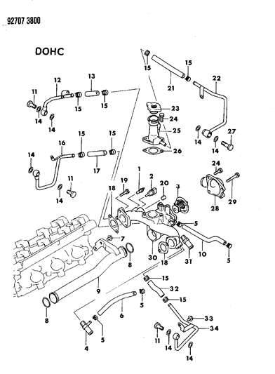 1992 Dodge Stealth Case, Thermostat Diagram for MD193877