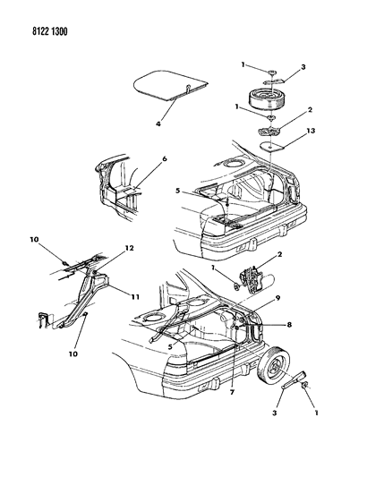 1988 Chrysler LeBaron Premium Jack & Spare Tire Storage Diagram