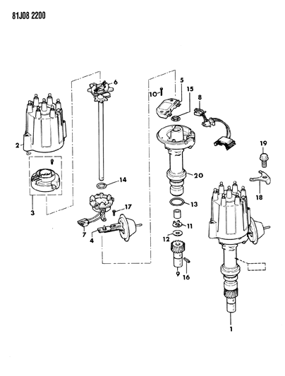 1985 Jeep Cherokee Distributor Cap Diagram for 83500934