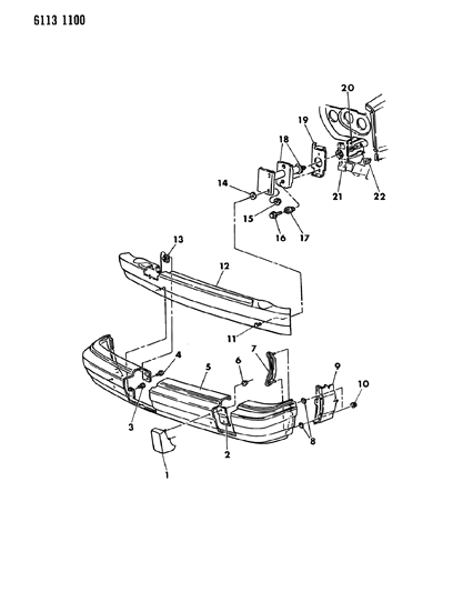1986 Chrysler Town & Country Bumper Cover Diagram for 4334003