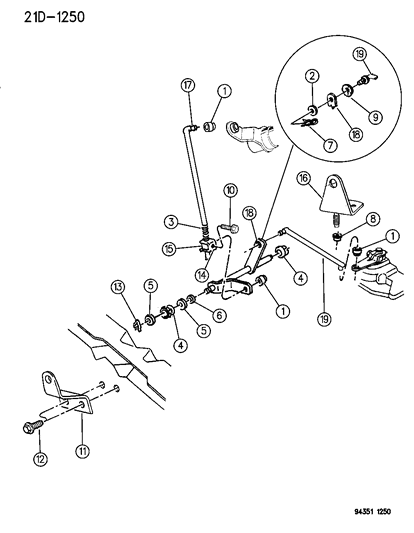 1994 Dodge Ram 2500 Controls , Gearshift , Lower Diagram 1 - Thumbnail