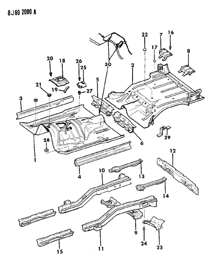 1988 Jeep Wagoneer Hole Cover Diagram for 53005141