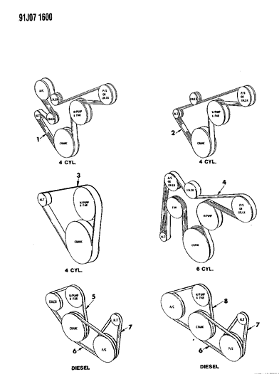 1992 Jeep Comanche Belt, Serpentine (4.0L Engine) Diagram for 53010279