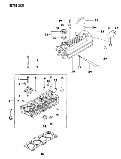 1990 Dodge Ram 50 Cylinder Head Diagram 1 - Thumbnail