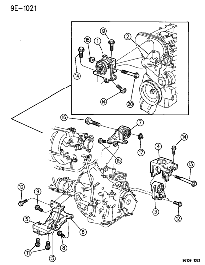 1996 Dodge Caravan Front Support Diagram for 4612934