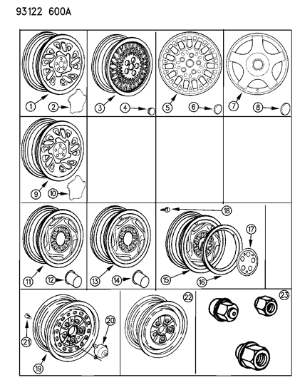 1993 Chrysler Town & Country Cap, Use With (Wjf) , (Wjz) Wheel Diagram for AY70MW7