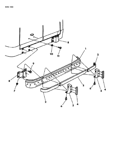 1984 Dodge Ram Wagon Bumper Rear Diagram 2 - Thumbnail