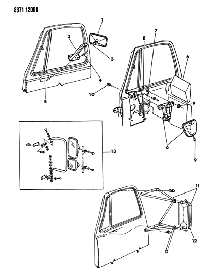 1988 Dodge W150 Glass, Black Diagram for 4339307
