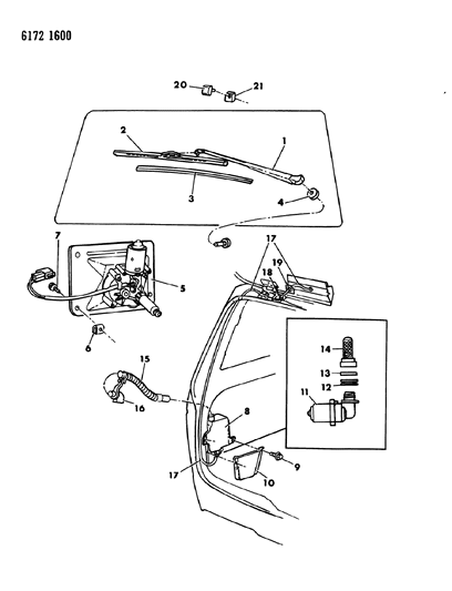 1986 Dodge Caravan Liftgate Wiper & Washer System Diagram