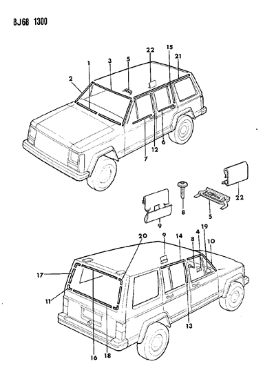 1990 Jeep Wagoneer Molding, Black Diagram for 55000536