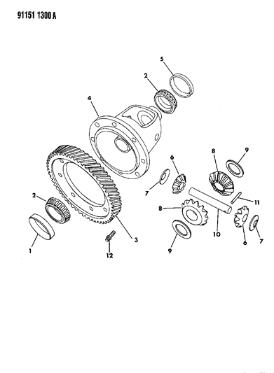 1991 Chrysler LeBaron GTC Differential Automatic Transaxle Diagram 1 - Thumbnail