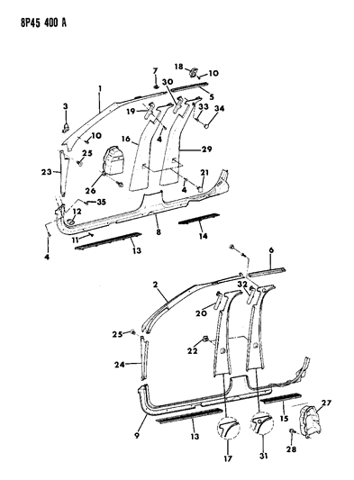1992 Dodge Monaco Panels - Interior Trim Diagram 1 - Thumbnail