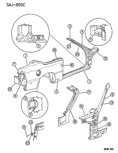 1995 Chrysler LeBaron Door Weatherstrip Diagram for 4658771