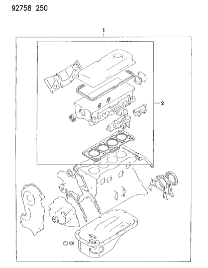 1992 Dodge Colt Overhaul Gasket Set Diagram for MD997671