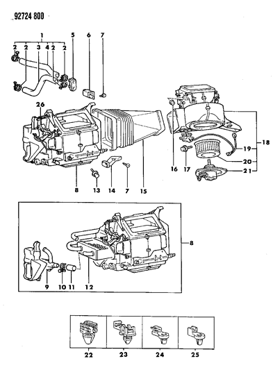 1994 Dodge Colt Heater Unit & Heater Plumbing Diagram 1 - Thumbnail