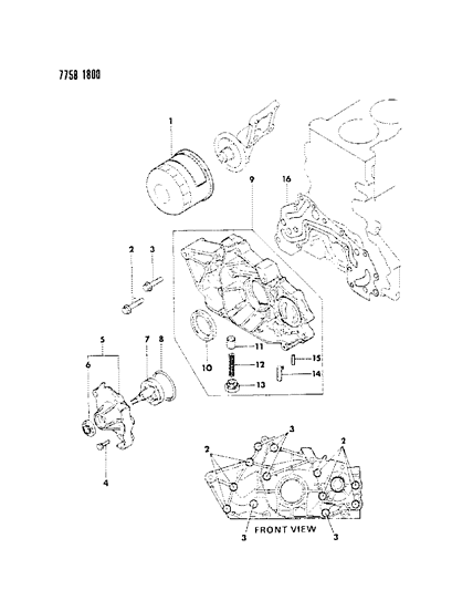 1987 Dodge Colt Oil Pump & Oil Filter Diagram 1 - Thumbnail