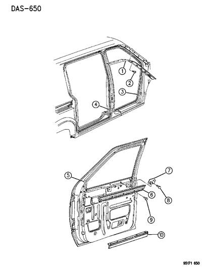 1995 Dodge Grand Caravan Lower Weatherstrip Diagram for 4480159