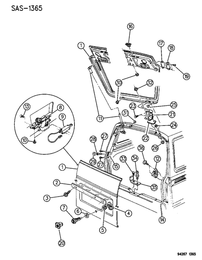 1995 Chrysler Town & Country Weatherstrip, Liftgate Opening Diagram for 4673403