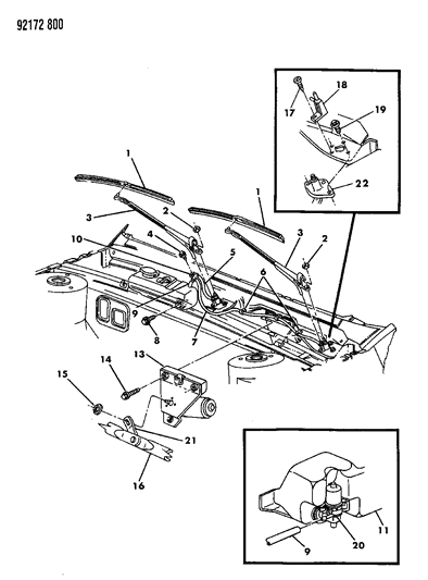 1992 Chrysler New Yorker Salon Windshield Wiper & Washer System Diagram