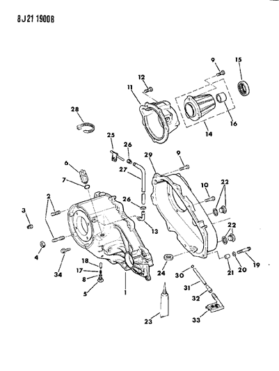 1990 Jeep Comanche Case, Extension & Miscellaneous Parts of Manual Transmission Diagram 2 - Thumbnail